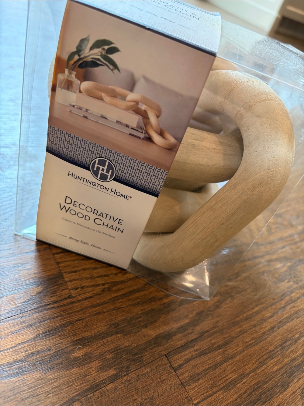 Huntington Home Decorative Wood Chain - Natural Beige Wood NEW sealed box
